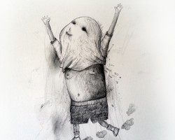 Happy boy drawing