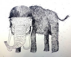 Grinning Woolly Mammoth drawing
