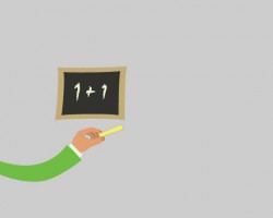 Infographic element Hand with a chalk and blackboard