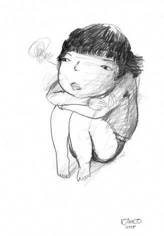 art drawing girl thinking