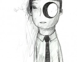 Man with a hole in the face drawing